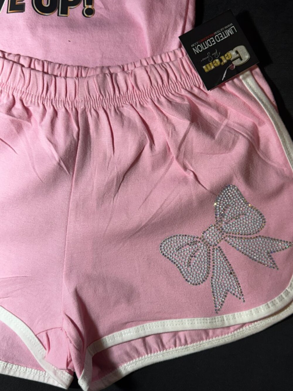 Get'em Proseries Bow Rhinestone Shorts Each Color Sold Separately (Pink)